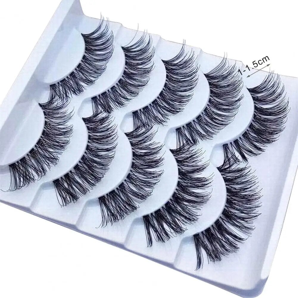 5 Pairs Handmade Messy Natural Cross False Eyelashes Stunning Makeup Fake Eyelashes Eye Lashes Extension Eye Makeup