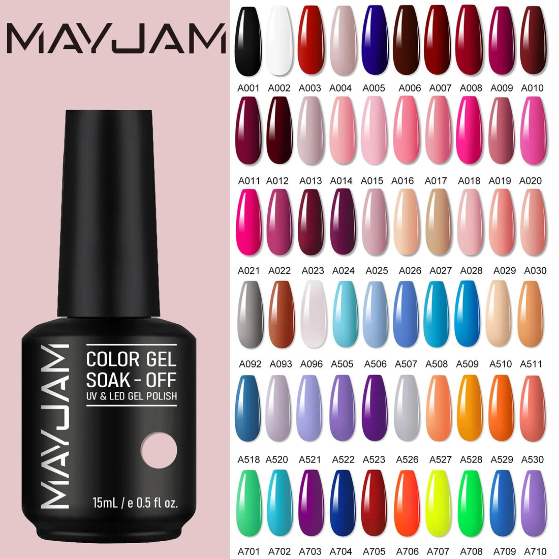 MAYJAM 15ml Base and Top Coat Gel Polish for Nails Soak Off Long Lasting UV LED Pure Solid Colors Gel Varnish 2023 New Products