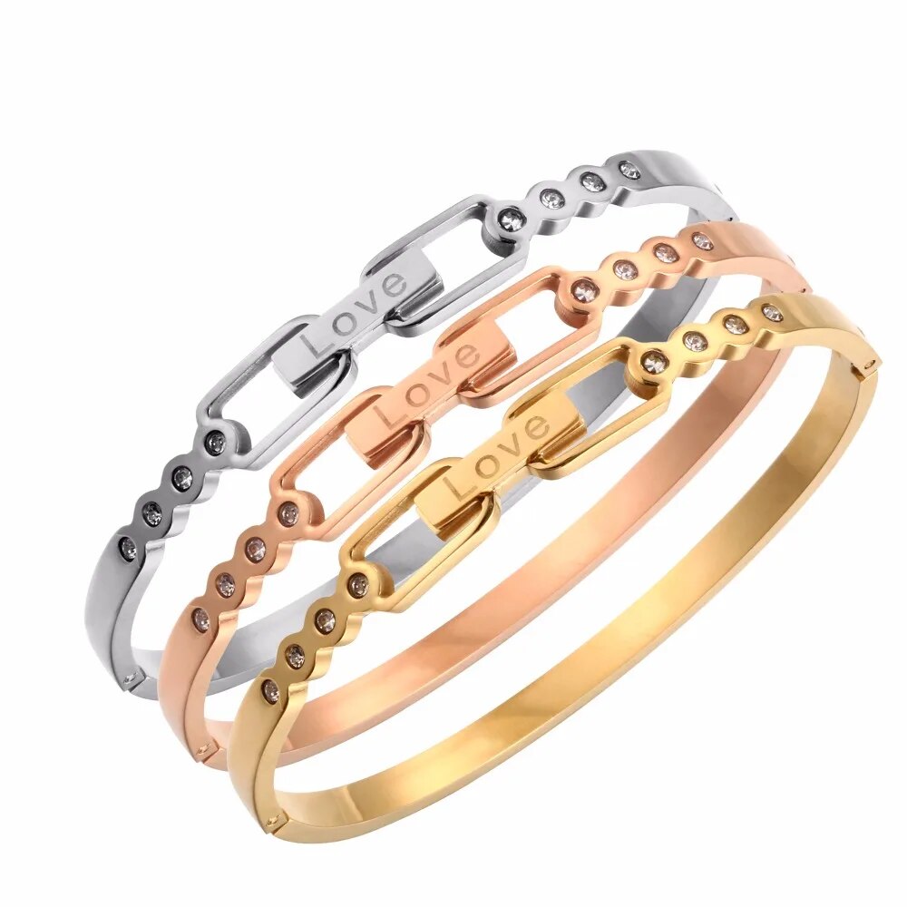 MSX Cuff Bracelets for Women Stainless Steel Bangle Luxury Female Jewelry Love Vintage Style Rose Gold Color Wristband