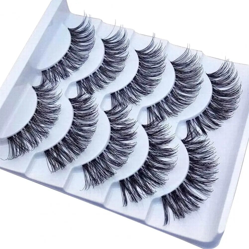 5 Pairs Handmade Messy Natural Cross False Eyelashes Stunning Makeup Fake Eyelashes Eye Lashes Extension Eye Makeup