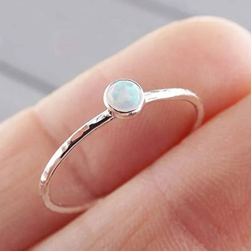 HOMOD Vintage Sliver Colour Moonstone Ring Metal Finger Rings simple fashion Rings for Women Girl Wedding jewelry