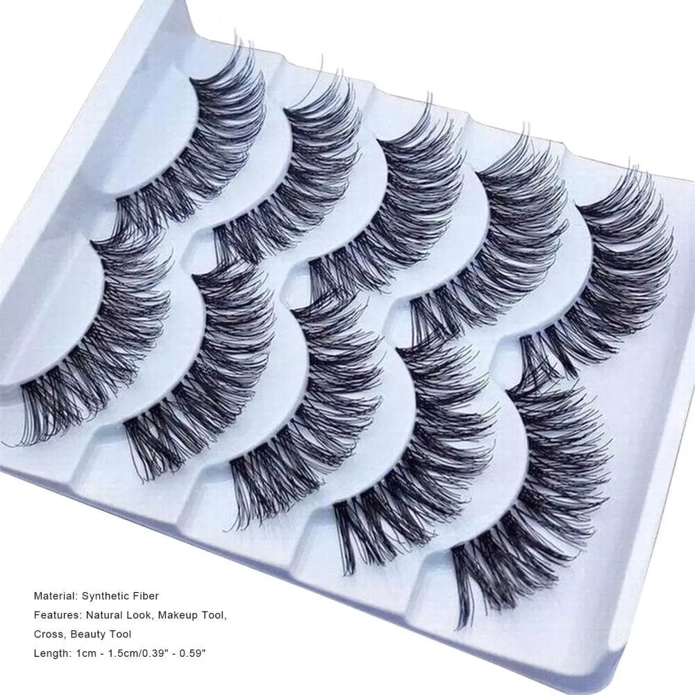 5 Pairs Handmade Messy Natural Cross False Eyelashes Stunning Makeup Fake Eyelashes Eye Lashes Extension Eye Makeup