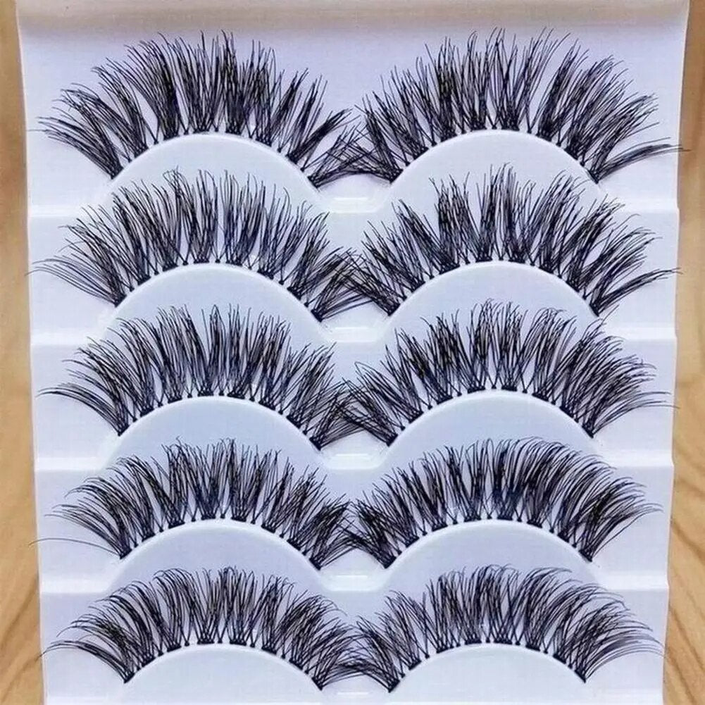 5 Pairs Handmade Messy Natural Cross False Eyelashes Stunning Makeup Fake Eyelashes Eye Lashes Extension Eye Makeup