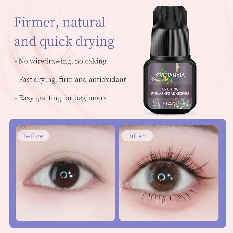Waterproof Eyelashes Extension Glue Long Lasting Grafting Lashes Glue Quick Drying Adhesive Black Glue No Irritant Makeup Tools