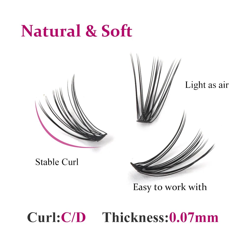 Fadvan Individual Cluster Lashes Faux Mink Premade Volume Fan Eyelash Extension Heat Bonded Cluster Lash Self-grafting Supplies