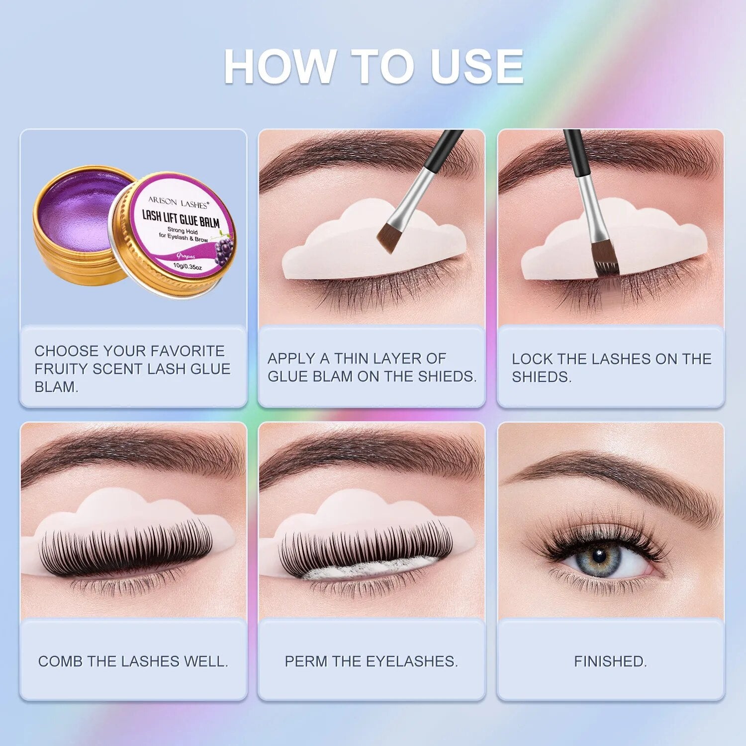 Arison 10g Lash Lifting Glue Wax Eyelash Extension Non Irritation Strong Fixer Vegan Eyebrow for Lash Lifting Glue Balm