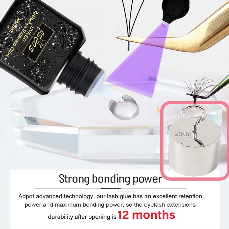 JSCOS UV Glue Quick Dry Eyelash Extensions Adhesive UV/Led Lash Glue Eyelash Gel Long-Lasting UV/Led Eyelash Glue NEW Product