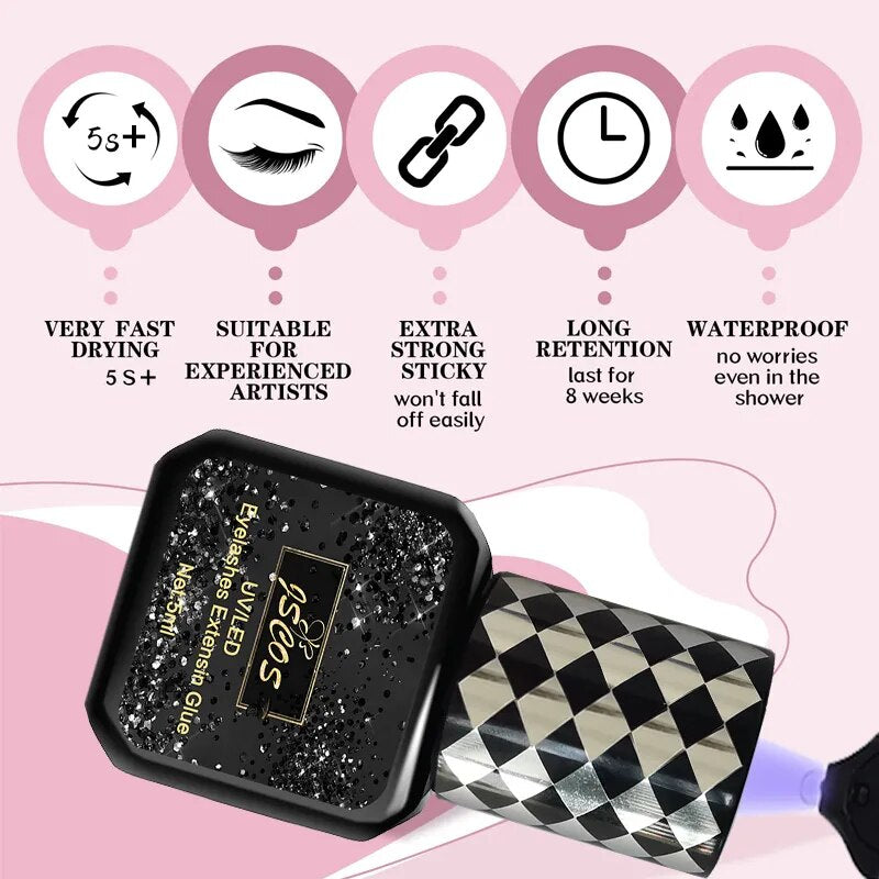 JSCOS UV Glue Quick Dry Eyelash Extensions Adhesive UV/Led Lash Glue Eyelash Gel Long-Lasting UV/Led Eyelash Glue NEW Product