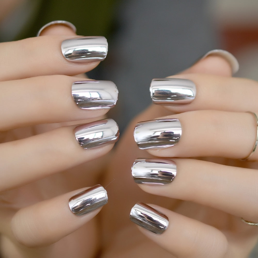 Shiny Punk Style Metallic False Nails