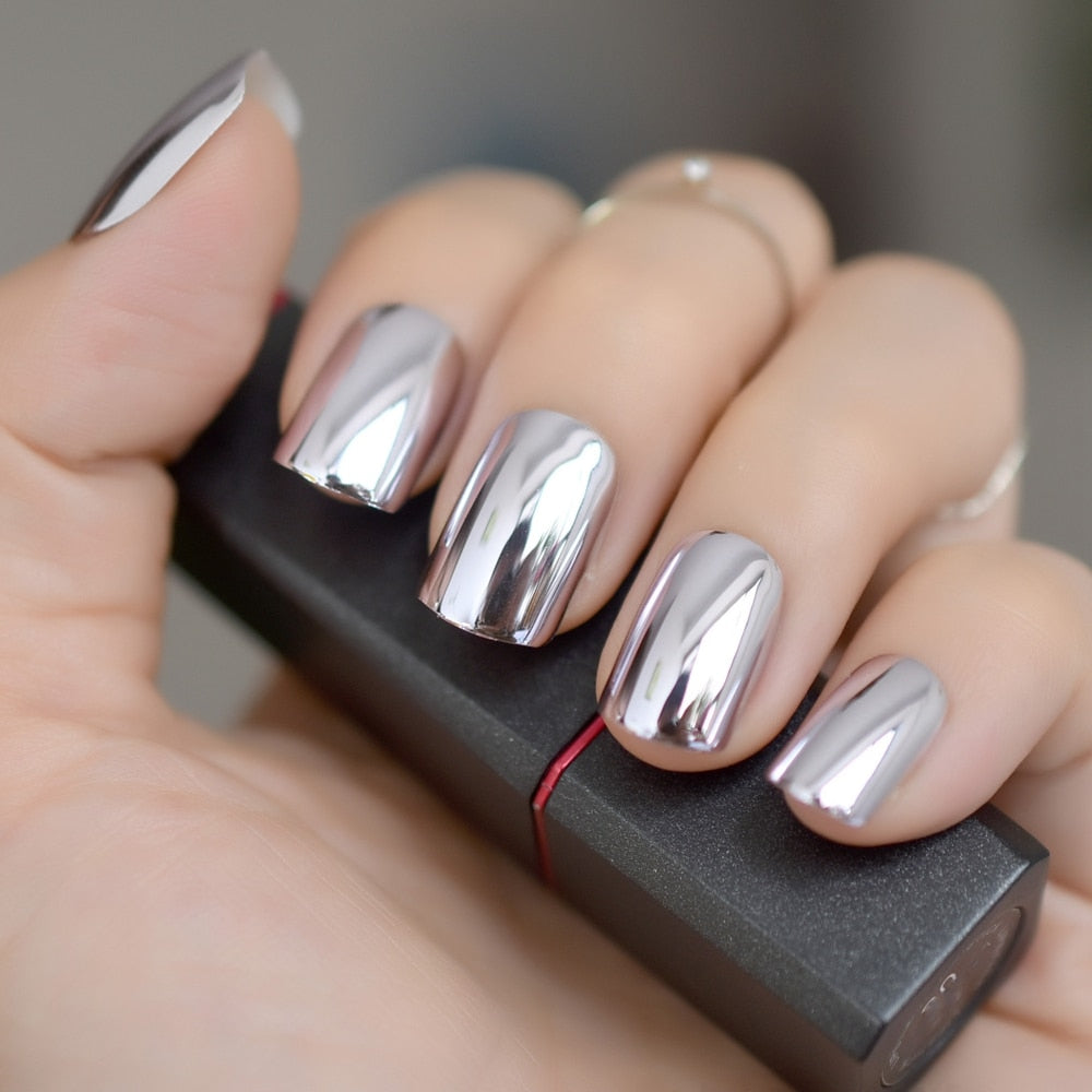 Shiny Punk Style Metallic False Nails