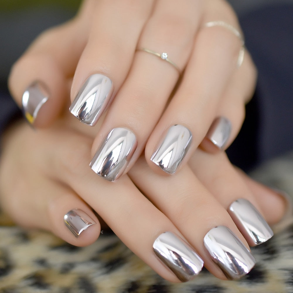 Shiny Punk Style Metallic False Nails