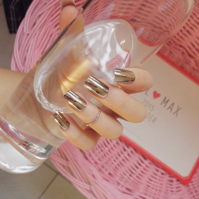Shiny Punk Style Metallic False Nails