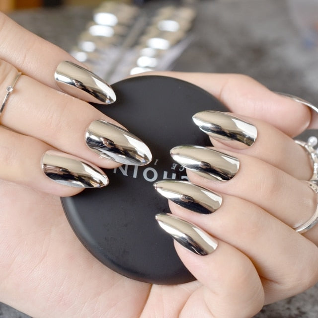 Shiny Punk Style Metallic False Nails