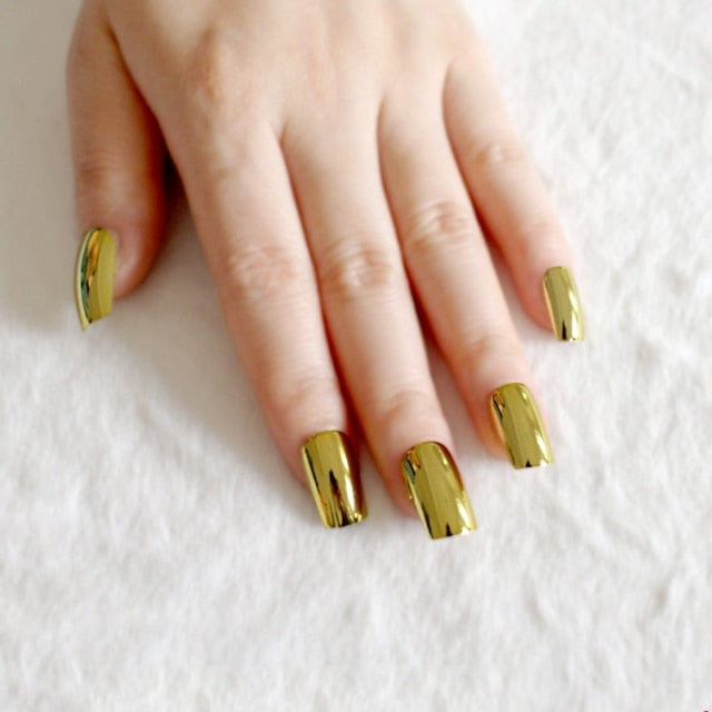 Shiny Punk Style Metallic False Nails
