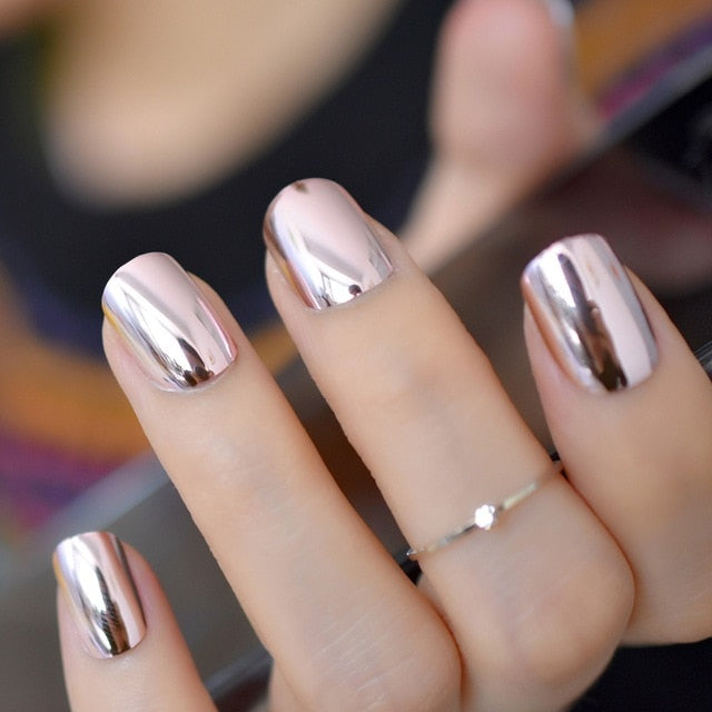 Shiny Punk Style Metallic False Nails