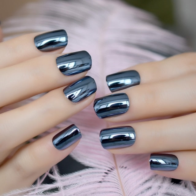 Shiny Punk Style Metallic False Nails