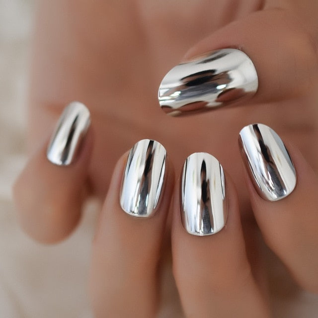 Shiny Punk Style Metallic False Nails