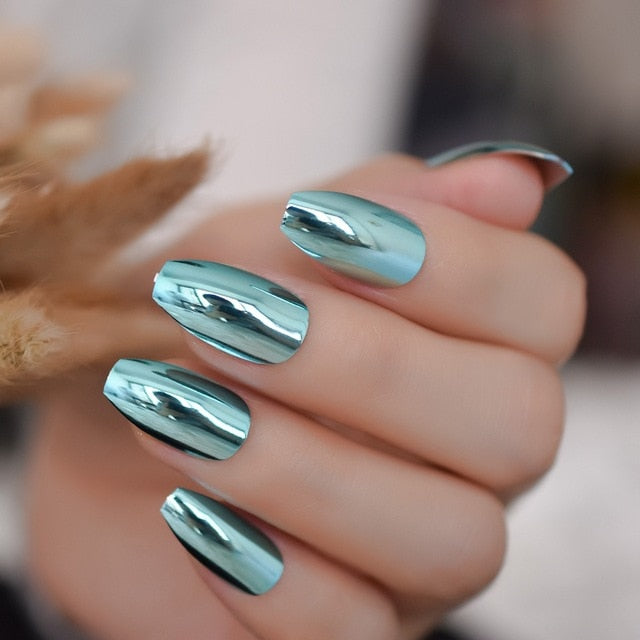 Shiny Punk Style Metallic False Nails