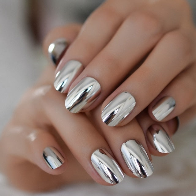 Shiny Punk Style Metallic False Nails