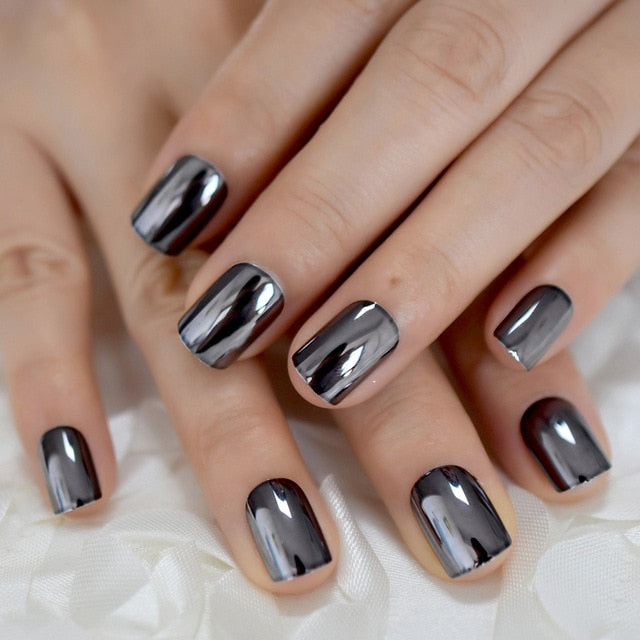 Shiny Punk Style Metallic False Nails