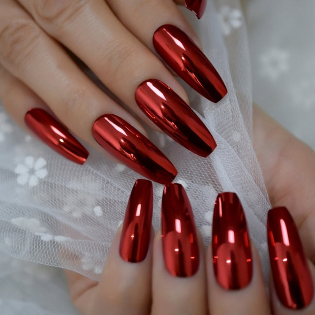 Shiny Punk Style Metallic False Nails