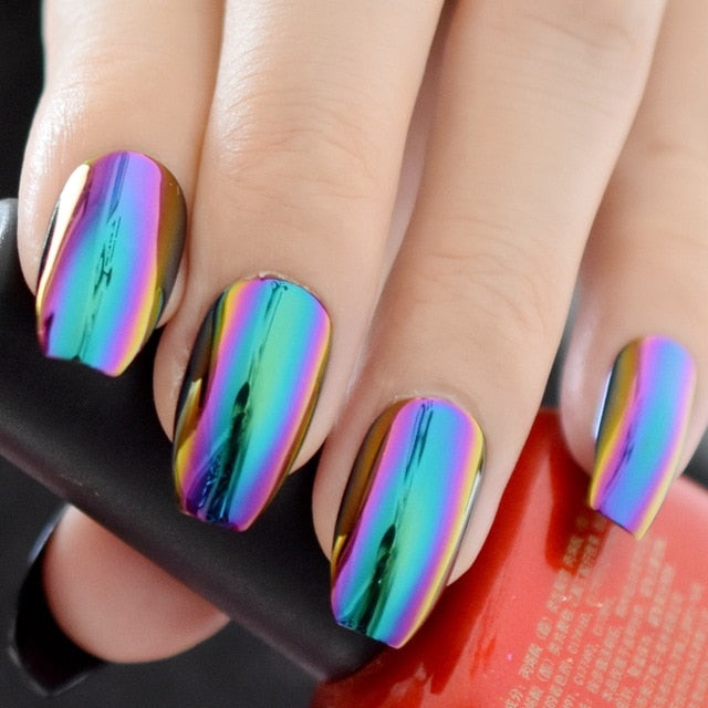 Shiny Punk Style Metallic False Nails