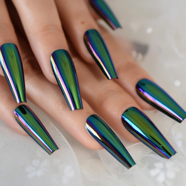 Shiny Punk Style Metallic False Nails