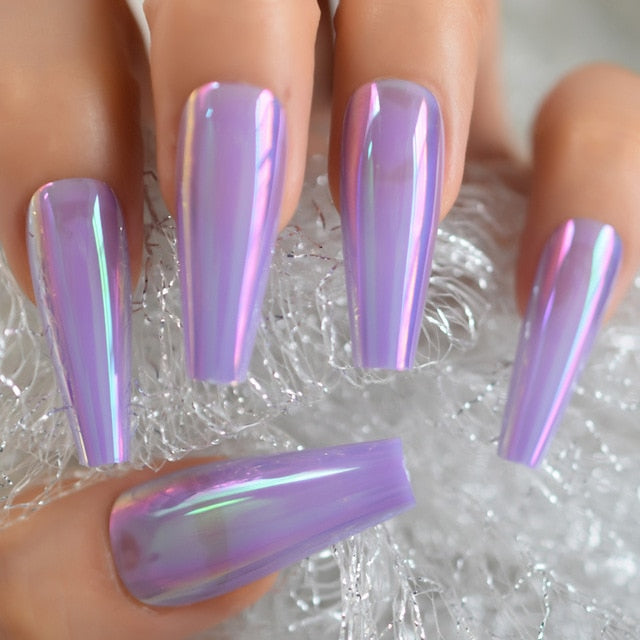 Shiny Punk Style Metallic False Nails