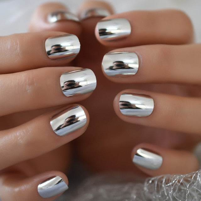 Shiny Punk Style Metallic False Nails