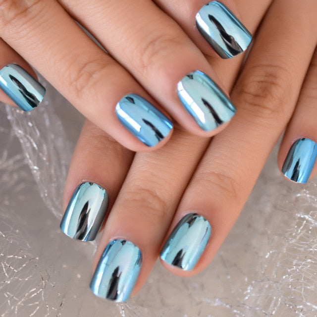 Shiny Punk Style Metallic False Nails