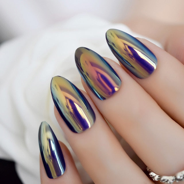 Shiny Punk Style Metallic False Nails