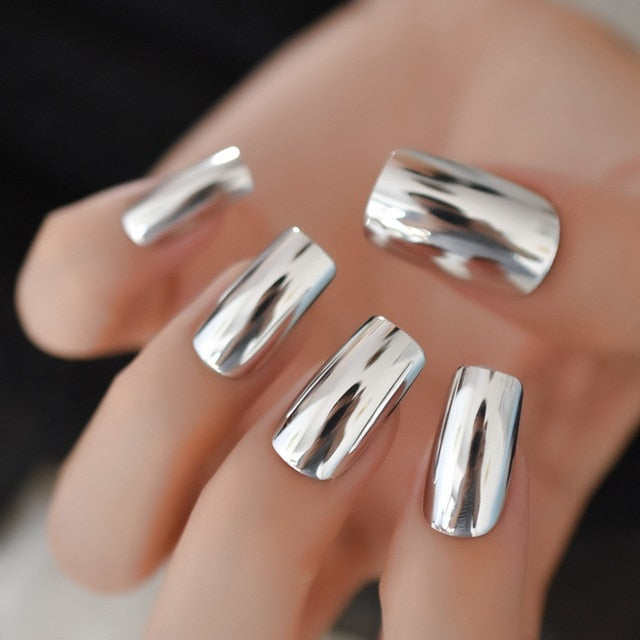 Shiny Punk Style Metallic False Nails