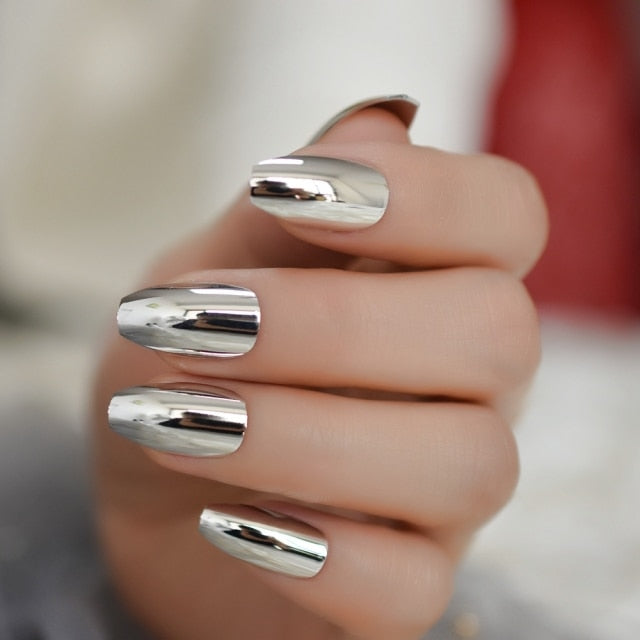 Shiny Punk Style Metallic False Nails