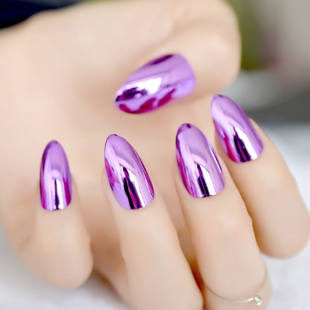 Shiny Punk Style Metallic False Nails