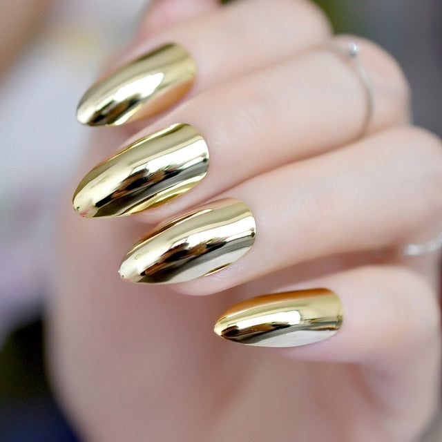 Shiny Punk Style Metallic False Nails