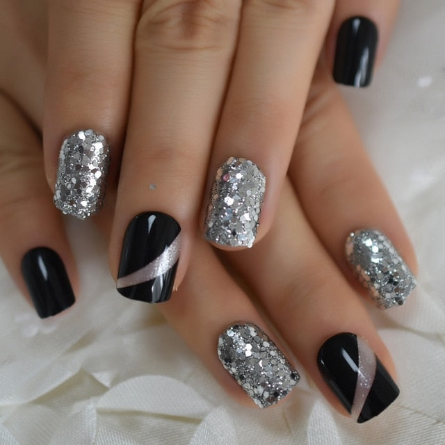 Shiny Punk Style Metallic False Nails