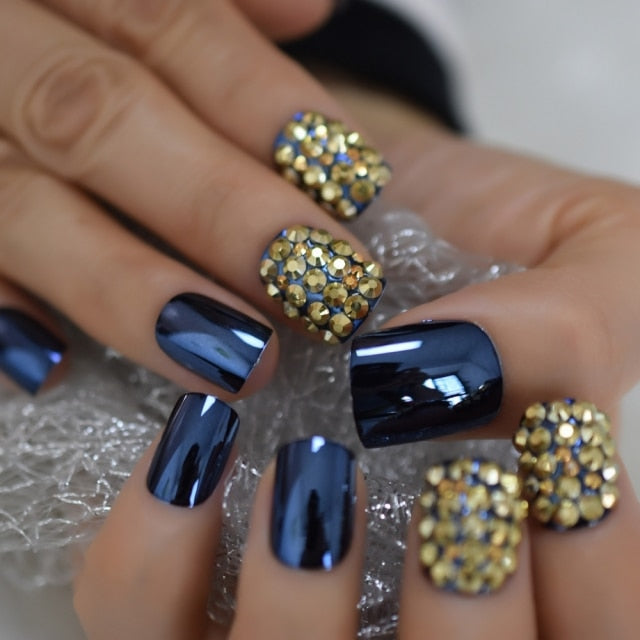 Shiny Punk Style Metallic False Nails