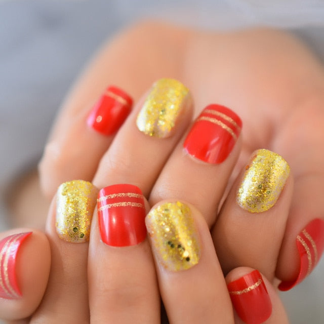 Shiny Punk Style Metallic False Nails