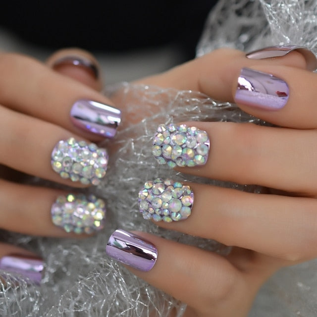 Shiny Punk Style Metallic False Nails