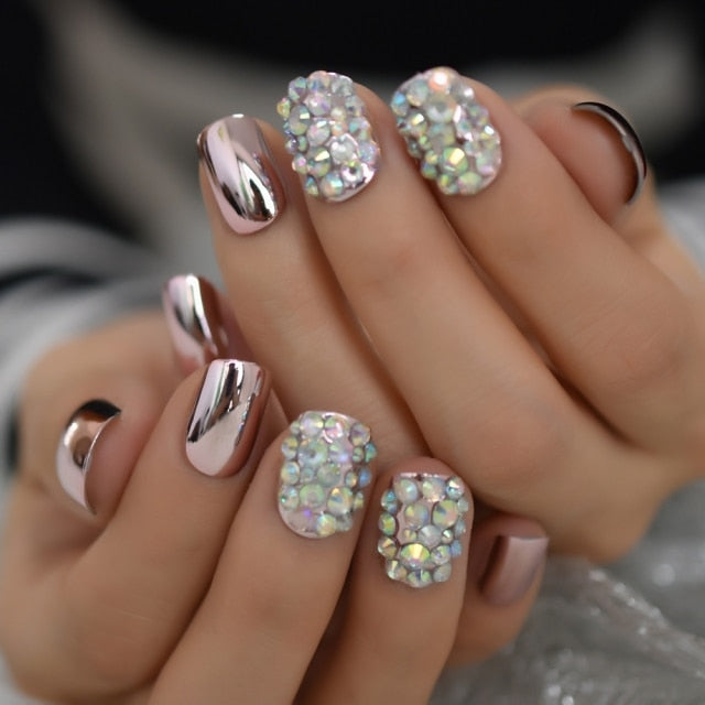 Shiny Punk Style Metallic False Nails