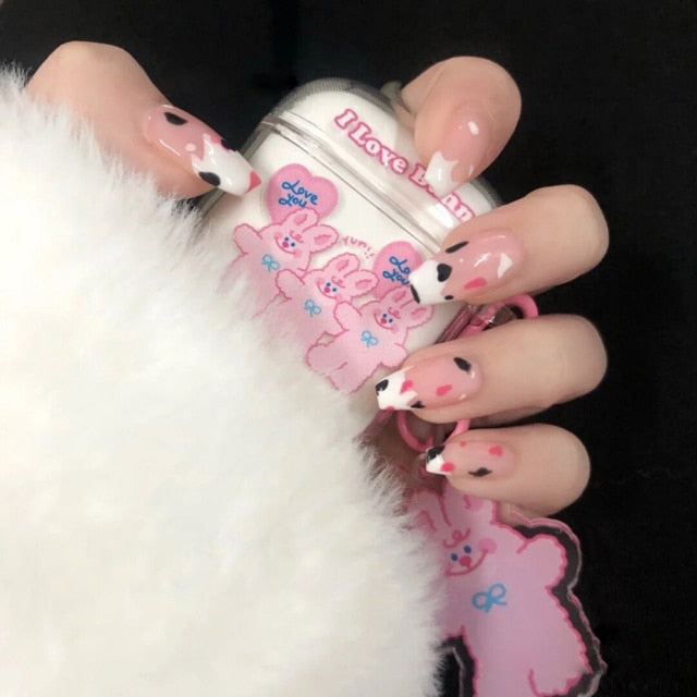 Wavy lines Detachable Long Ballerina False Nails