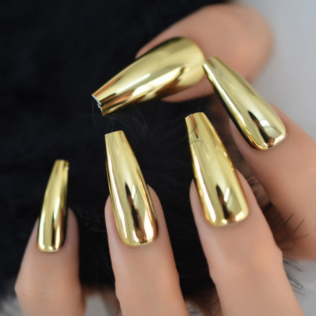 Shiny Punk Style Metallic False Nails