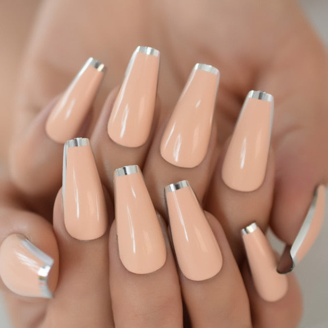 Shiny Punk Style Metallic False Nails