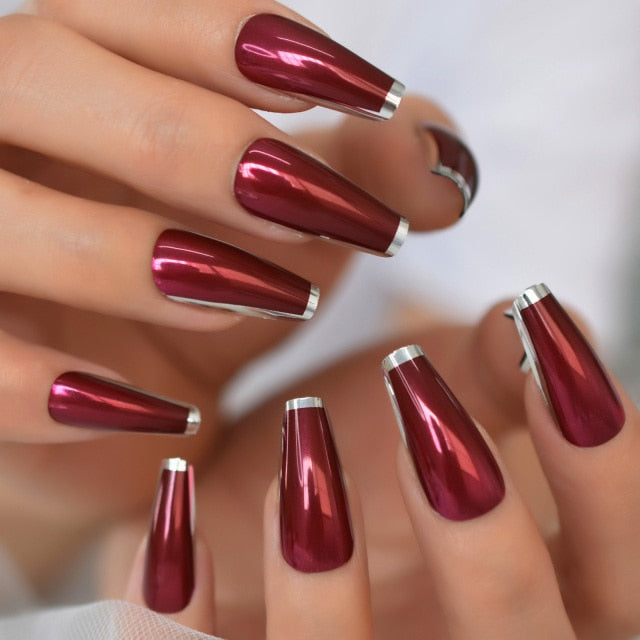 Shiny Punk Style Metallic False Nails
