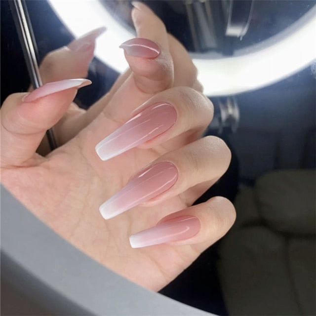 Wavy lines Detachable Long Ballerina False Nails