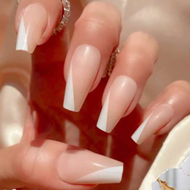 Wavy lines Detachable Long Ballerina False Nails