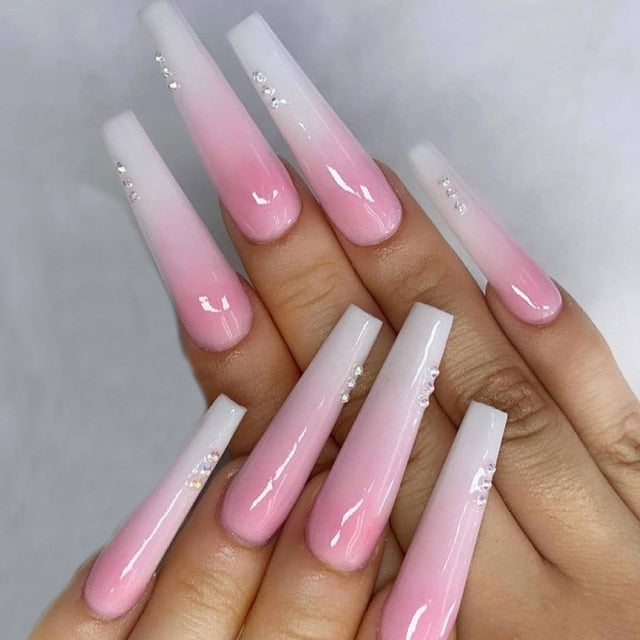 Wavy lines Detachable Long Ballerina False Nails