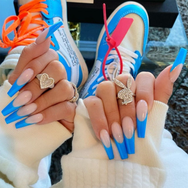Butterfly Rhinestone Ballerina False Nails
