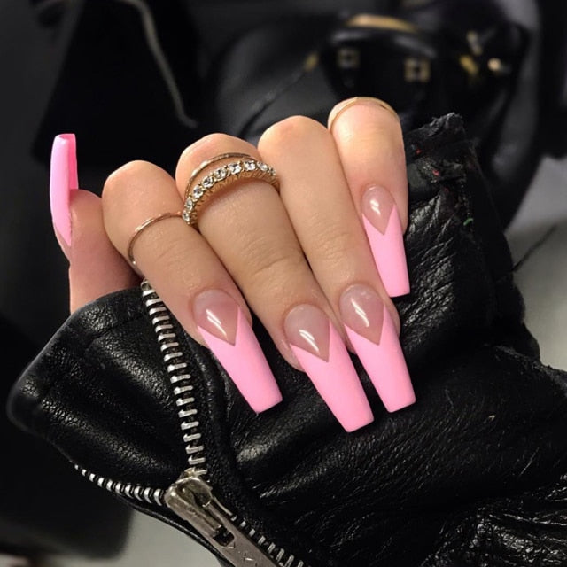 Wavy lines Detachable Long Ballerina False Nails