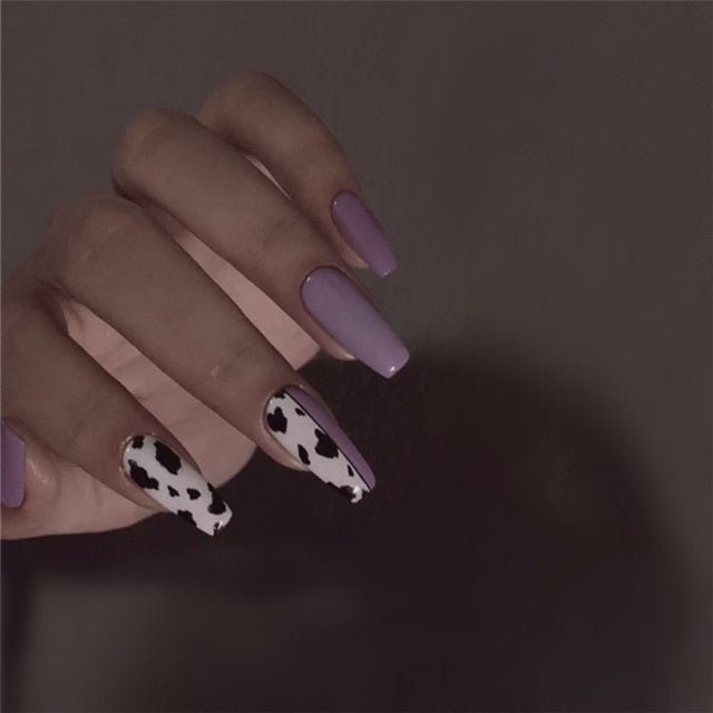 Wavy lines Detachable Long Ballerina False Nails